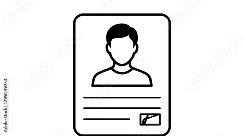 Id Card Icon, Person Profile, Identification Document Vector Graphic