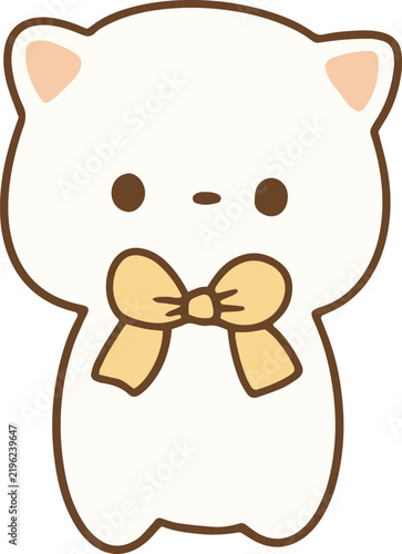 Cute Cat with Christmas Bow Tie, Holiday Clip Art