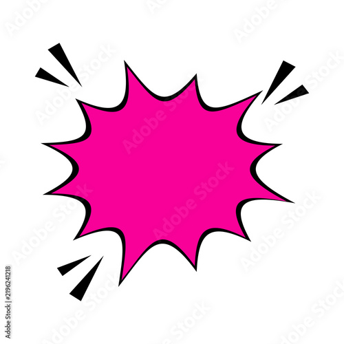Bright pink burst shape with black outline and emanating lines, dynamic comic explosion graphic for emphasizing impact, action, or sales.