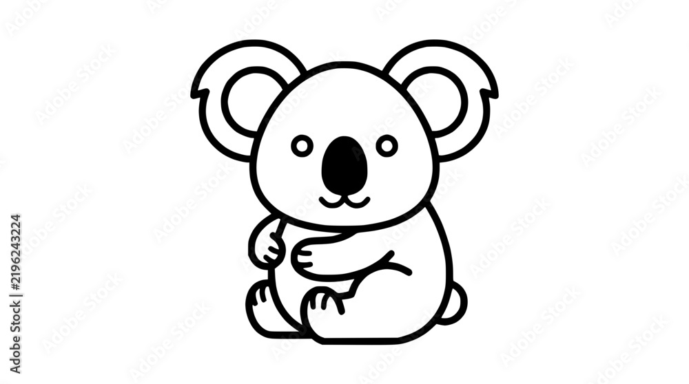 Obraz premium Cute koala line art icon sitting in minimalist outline style