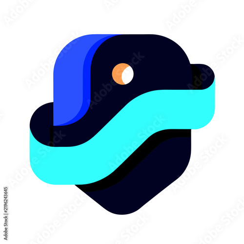 Modern Abstract Geometric Logo with Blue and Turquoise Flowing Shapes