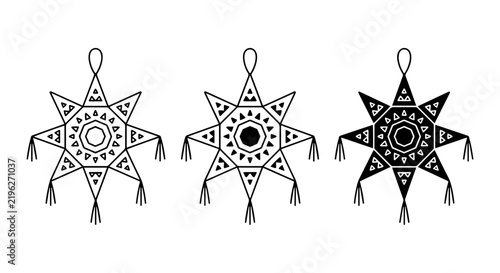 Star Piñata Icons, Festive Celebration Vector Graphics, Traditional Party Decorations