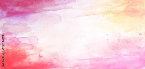 Light horizontal pink and yellow watercolor background.