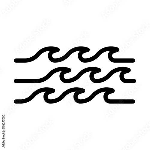 rough seas and high waves weather line icon