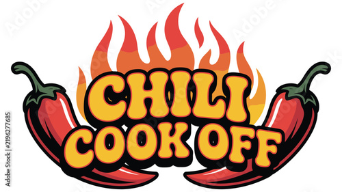 Chili Pepper Banner featuring a fiery red chili surrounded by blazing flames and lava textures for spicy food festivals, cook offs, and promotional designs