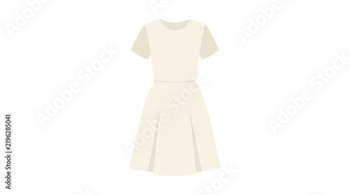 Minimalist cream color short sleeve dress vector illustration