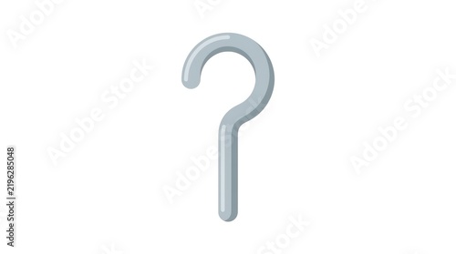 Metal hook icon with curved top isolated on white background