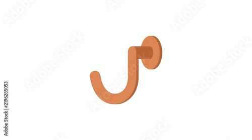 Minimalist brown wall hook illustration on white background