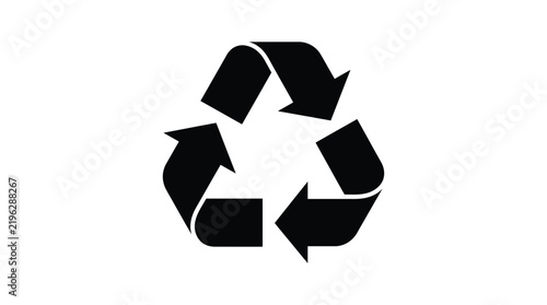 Recycling symbol silhouette on a white background represents environmental conservation