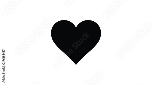 Black heart silhouette on a white background a simple graphic shape