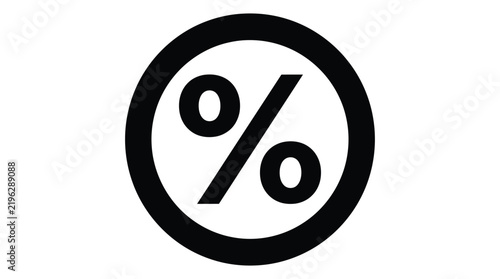 Percent sign icon with a circular frame on a white background