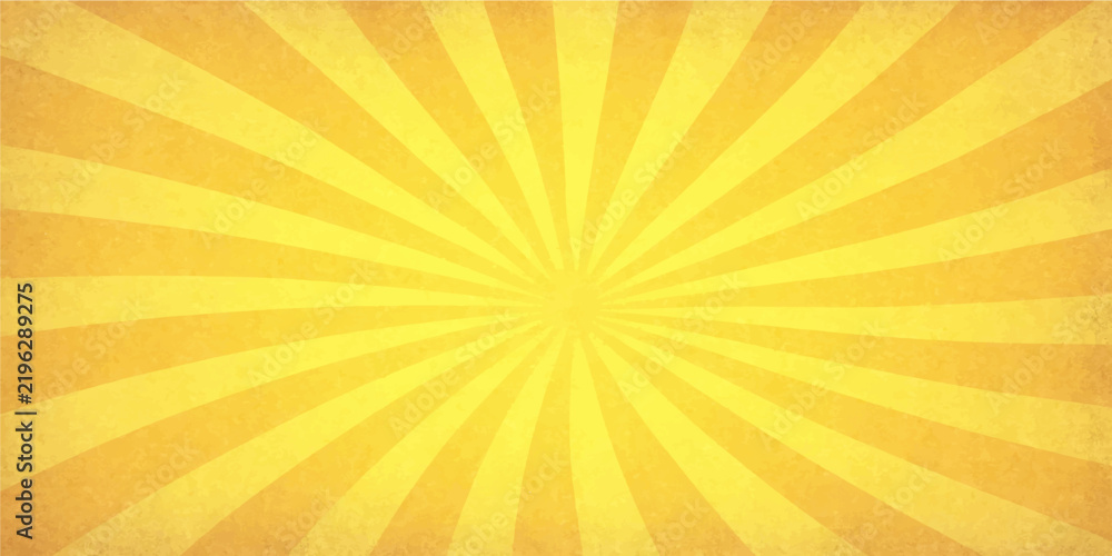 Fototapeta premium Bright yellow radial burst abstract background with alternating rays creating dynamic energetic comic style vector design