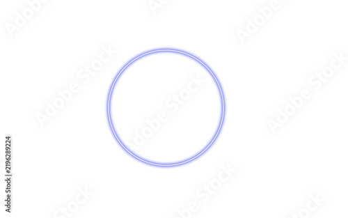 A thin glowing light blue circular neon ring frame design element for digital graphics and creative projects presented as an isolated on transparent background