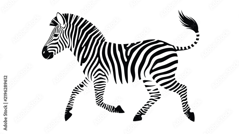 Obraz premium Zebra running wild animal vector illustration black and white striped safari fauna isolated on a clean white background
