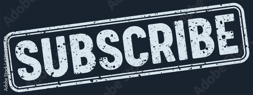 subscribe white grunge stamp on dark blue background. subscribe stamp