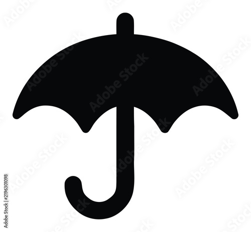 Black umbrella icon for weather protection