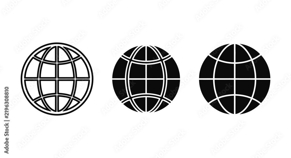 Obraz premium Minimal globe icons with grid variations