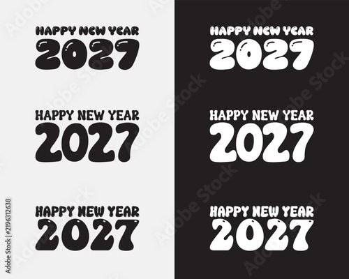 Minimalist yet eye-catching 2027 New Year celebration typography collection available in dark and light background setups for seamless integration into dynamic corporate or personal designs.