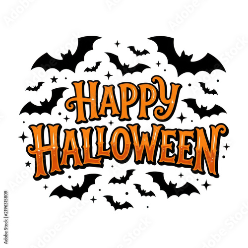 Happy halloween bat and moon vector illustration isolated on transparent background