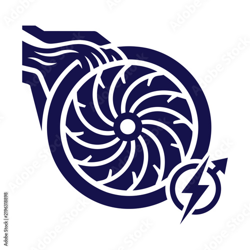 Hydroelectric Water Turbine with Renewable Power Icon Vector