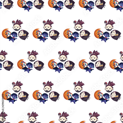 Cute Cartoon Vampire Halloween Seamless Pattern Background