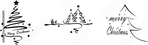 Minimalist Swirl Christmas Tree Designs with Gifts and 
