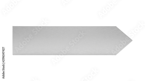 Simple grey blank arrow ribbon banner shape pointing right isolated on white background