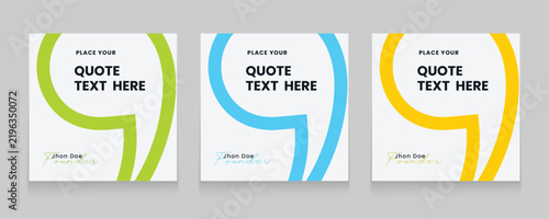 Quote frames blank templates set. Citation, empty speech bubbles, quote bubbles. Editable textbox isolated on color background. Vector illustration