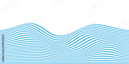 simple blue sea wave line pattern design vector.