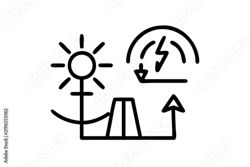 Solar energy icon representing renewable power generation with a sun and bolt