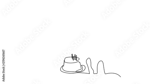 people group birthday cake celebration happiness one line 2d video animation motion