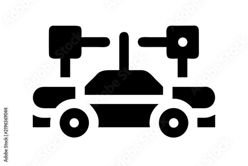 Digital twin car icon representing automotive manufacturing and smart technology