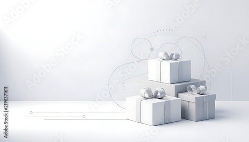 Stacked gift boxes with ribbons and bows