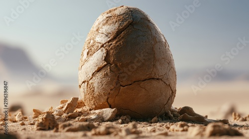 fossilized dinosaur egg in the desert