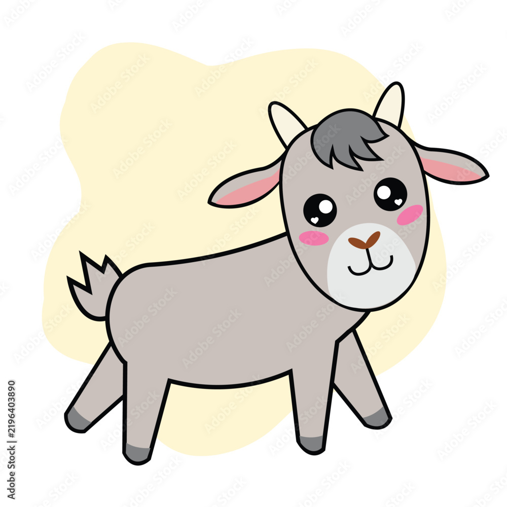 Fototapeta premium Cute Cartoon Goat Character Flat Design Illustration
