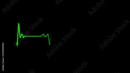 Green ECG Heartbeat Monitor Line Animation on Black Background.4k video