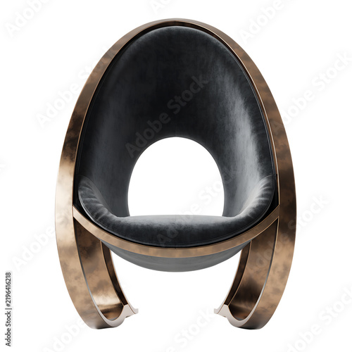Cutout Split-Halo Accent Armchair Velvet 3D Asset
