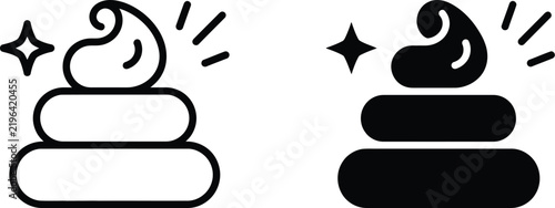 Minimalist whipped cream icon set, black and white swirl foam vector graphics, dairy product symbols for food packaging and cafe menus