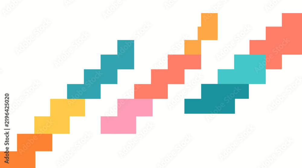 Fototapeta premium Colorful geometric blocks forming a zigzag pattern