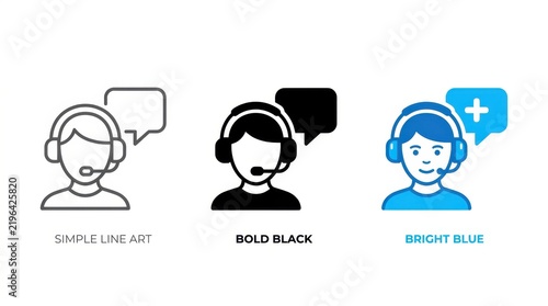 Customer service agent icons with speech bubbles