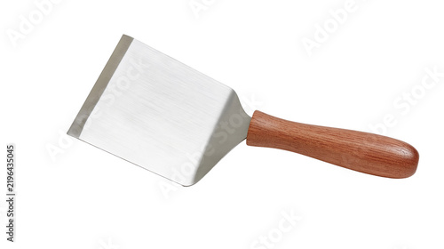 Canvastavla Isolated metal food turner with sturdy wooden handle, useful kitchen tool for co