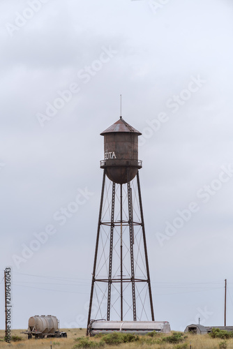 Old water tower in the remote Great Plains