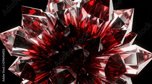 Luxury 3D illustration of an abstract red crystal background.