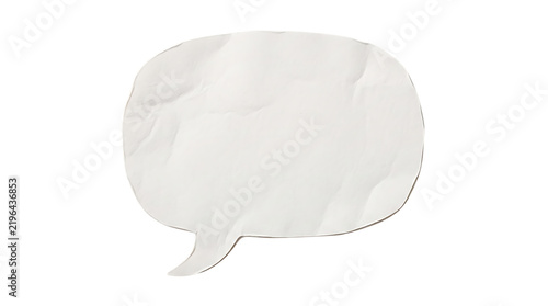 Crumpled paper speech bubble shape isolated on transparent background