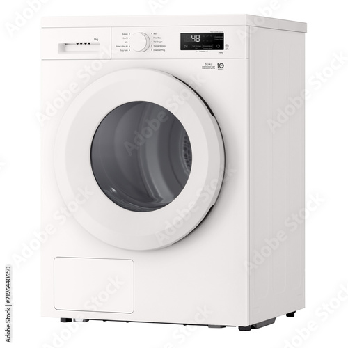 White dryer machine with open door isolated on white background