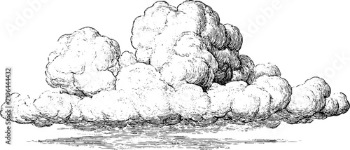 Antique engraved cloud isolated on white background for vintage background and design elements and poster use