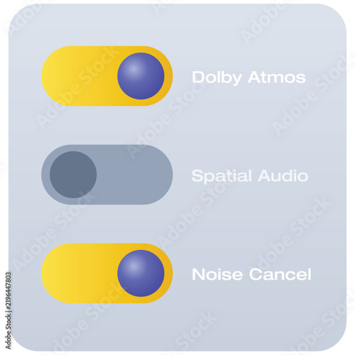 фотографія 3D Settings Toggle Switches for Audio Features with Dolby Atmos Spatial Audio an