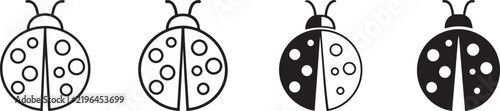 Ladybug Cute Insect Icon Set.