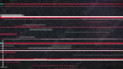 Abstract digital glitch background with red and white data lines on dark textured surface
