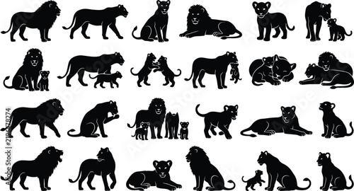 Fierce Roaring Lion Illustrations and Vector Action Pose Collection